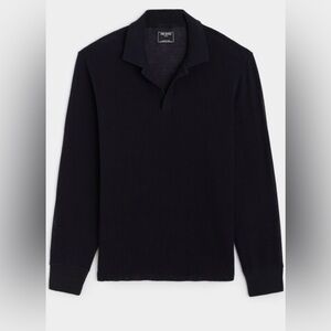 Todd Snyder Long-Sleeve Mesh Polo in Black